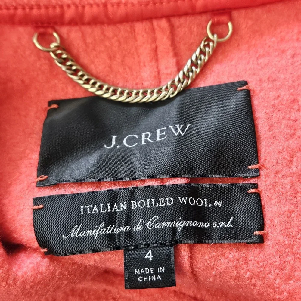 J. Crew Women's Daphne Topcoat Size 4 Coral Italian Boiled Wool J4864 - Picture 10 of 12